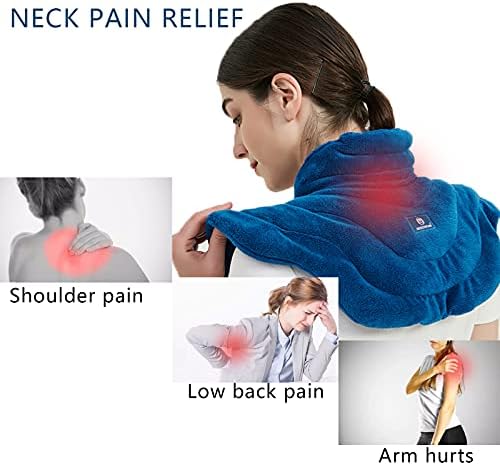 Microwavable Heat Pad for Neck and Shoulders, Warm Compress Wrap, Blue