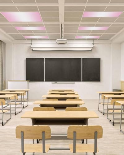 Pink White Magnetic Fluorescent Light Covers for Ceiling Lights 2 x 4 Feet,Pastel Geometric Abstract Contemporary Minimalist Office Classroom Kitchen Drop Ceiling Light Covers Lighting Filter 3 Packs