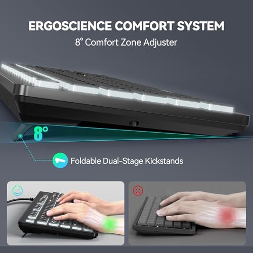 TECKNET Wired Keyboard, Silent Typing, Full-Size Layout,RGB Backlit