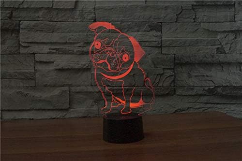 Shar Pei 3D Illusion Night Light Touch Table Desk Lamp with Remote Control 16 Colors Optical USB LED Night Light for Kids Gift Room Decoration