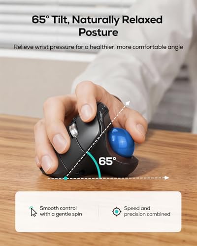Nulea Wireless Ergonomic Vertical Trackball Mouse Thumb Control