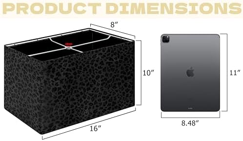 GO&SO Large Rectangle Lamp Shades Set of 2,16"Lx8"W x10"H Black Leopard