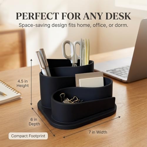 OAKOA Black Modern Desk Organizer - Minimalist Desk Accessories Pen Holder