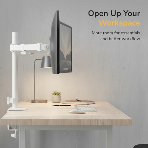 Mount-It Dual Monitor Mount Arm for Desk, Full Motion White Steel 17-32 in