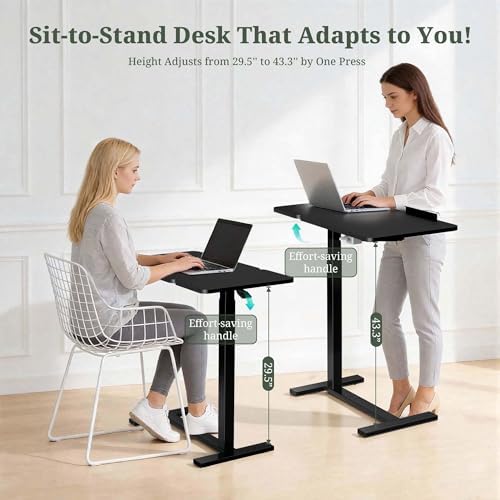 Mobile Standing Desk, Rolling Desk Adjustable Height, Tilting Laptop Table