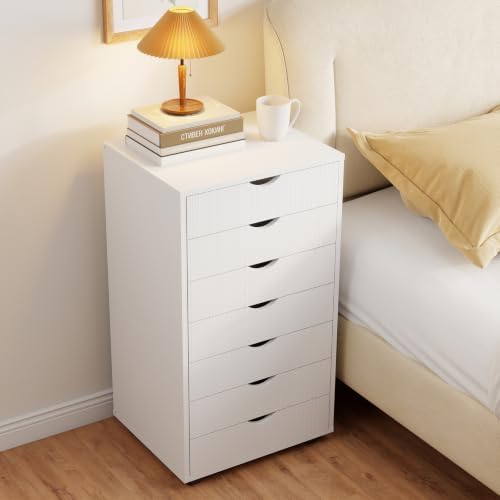 DUMOS 7 Drawer File Cabinet with Wheels, Vertical Office Storage Cabinet