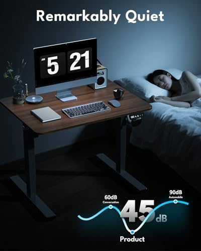 Small Electric Standing Desk, Gaming Desk, 31.5x24 Inch, Walnut