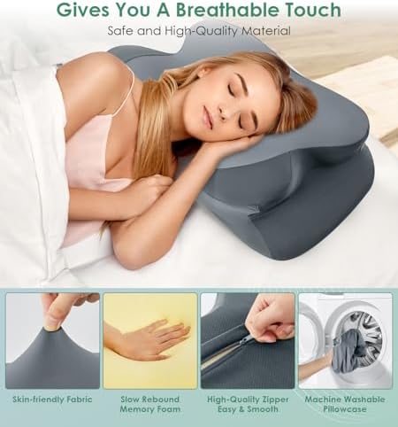 DONAMA Cervical Pillow Ergonomic Memory Foam Pillow for Neck Support