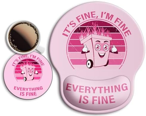 Ergonomic Mouse Pad with Wrist Support Rest,Large Mousepad Gel Wrist Rest, with Coaster Non-Slip & Pain Relief for Computer, Desk, Home&Office-Pink It's Fine