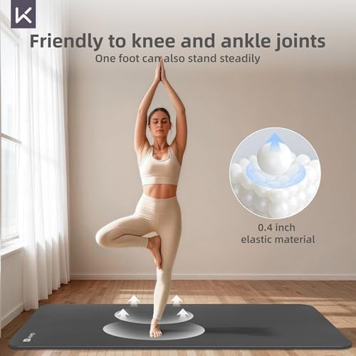 KEEP Extra Thick NBR Yoga Mat for Women & Men, 10mm Thick, 72”x32” Large Exercise Mat with Non-Slip Workout Mat for Yoga, Pilates, Stretching, Meditation – Wide & Cushioned Fitness Mat