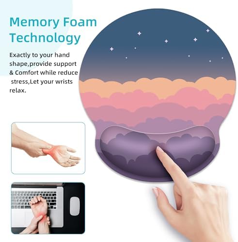 Pink Rainbow Ergonomic Mouse Pad with Wrist Rest for Desk Work Office