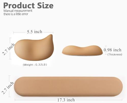 Keyboard Mouse Wrist Rest Set, Gel Ergonomic Wrist Rest for Keyboard and Mouse Non Slip Base, for Laptop, Desktop Computer, Office Desk Accessories (Brown)