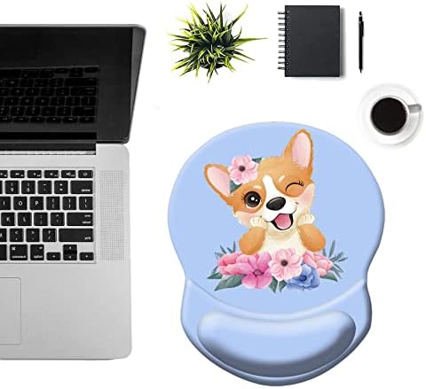 Ergonomic Wrist Support Mouse Pad - Comfortable Computer Mouse Pad with Non-Slip PU Base for Home Office Working Gaming (Pretty Dog)