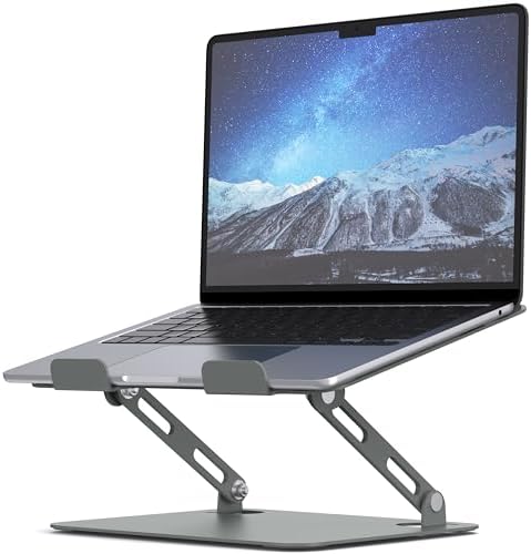 SOUNDANCE Laptop Stand, Heavy Metal Base, Adjustable, 10-15.6"，Grey