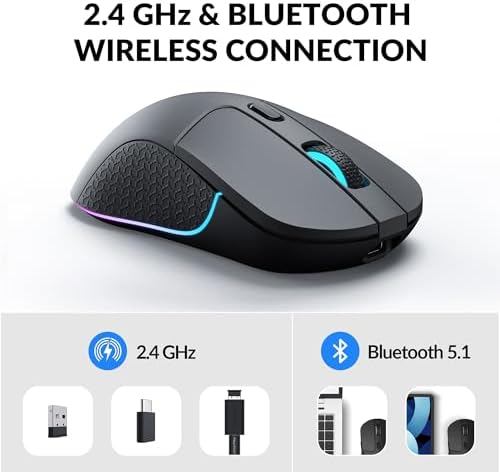 Keychron M3 Wireless Mouse, PAW3395 Sensor Supports 2.4 GHz/Bluetooth 5.1