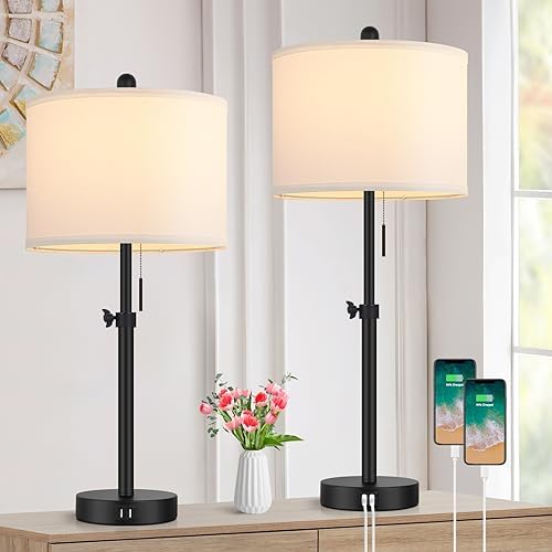 Kondras Table Lamp for Bedroom, 23" to 30" Height Adjustable Bedside Lamp
