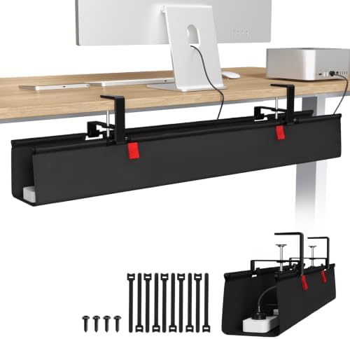 KEEGH Large No Drill Under Desk Cable Management Tray 36 in, Black