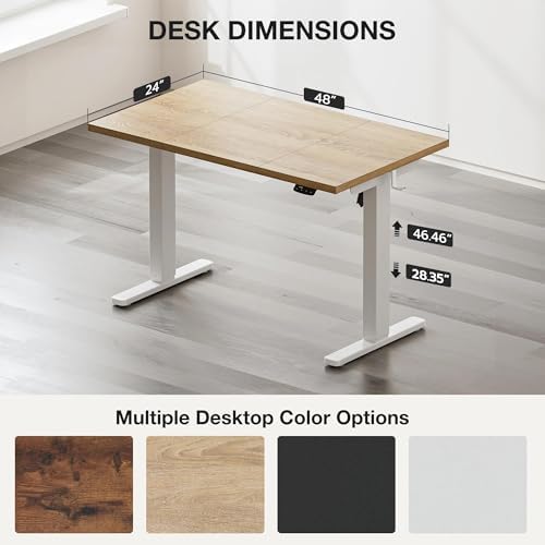 Acrolix 48x24 Electric Standing Desk with Cable Net, Oak