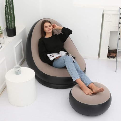 Inflatable Chair with Ottoman (Pump Not Included, Max 220 lbs)
