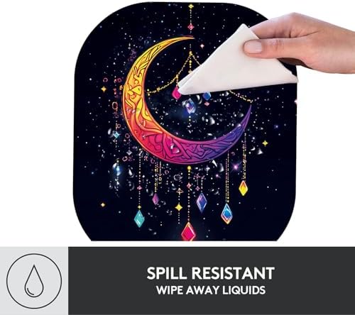 Small Mouse Pad，Mini Mouse Pad 6 x 7 Inch，for Laptop Keyboard Tray Wireless Mouse Home Office Travel，with Non-Slip Rubber Base, Waterproof Mouse Mat，Moon with Hanging Crystals