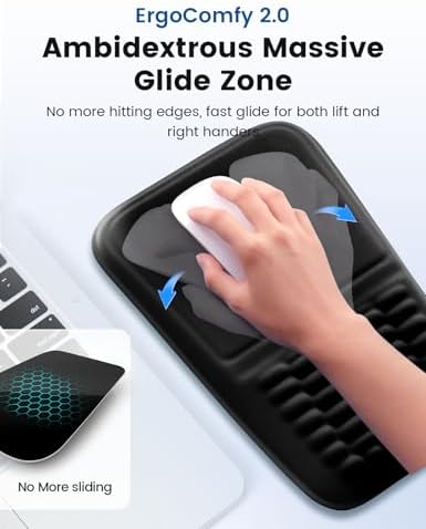 2-in-1 Keyboard & Mouse Wrist Rest Set – Ergonomic Pain-Relief Support, Memory Foam Wrist Cushion with 8° Slope & Massage Nubs, Non-Slip PU Base, Relieves Wrist Pain & Carpal Tunnel from Long Typing