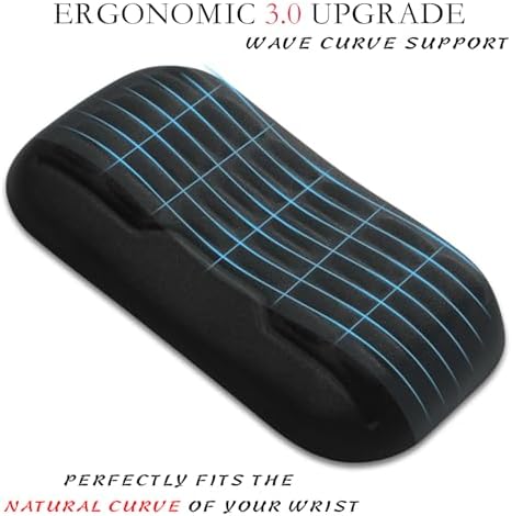 UnivoColors Ergonomic Mouse Wrist Rest,Latest 3.0 Wave Curve Design,High-Resilience Memory Foam Non-Slip Base,Reduces Wrist Fatigue,Ideal for Office Gaming & Long Hours of Use(Black)
