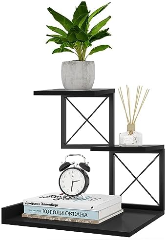 ELITEROO Wood Desktop Shelf, 3 Tier Desk Shelves Small Bookshelf Organizer, Office Storage Rack and Cubicle Organizers Accessories for Dorm Office Home Decor, Black