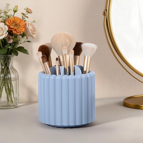 Anyoifax Rotating Pen Holder for Desk Removable Pencil Cup, Small Blue