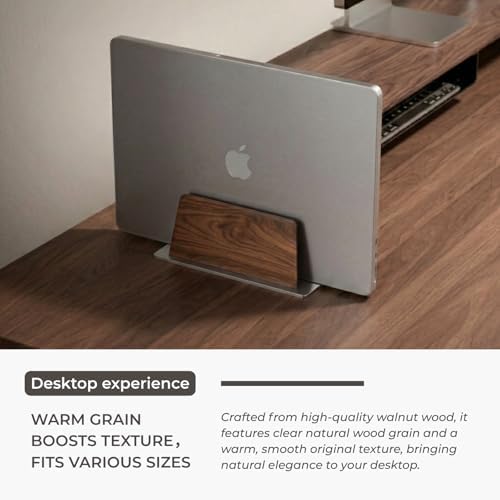 muso wood Walnut Single Slot Vertical Laptop Stand with Adjustable Dock