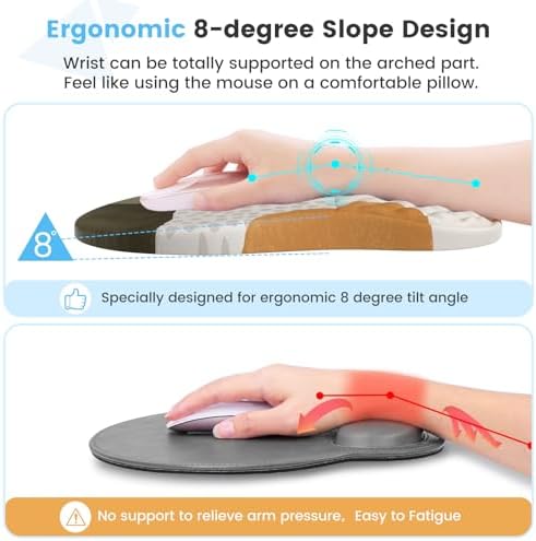 HAOCOO Memory Foam Wrist Rest Set with Mouse Pad, Keyboard Support,Beige