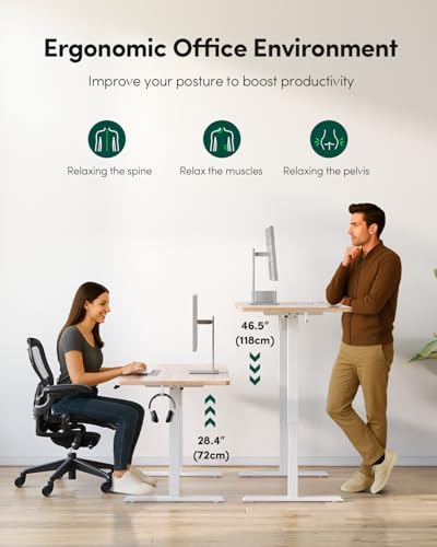 CubiCubi 55 x 24 Large One-Piece Electric Adjustable Standing Desk, Maple