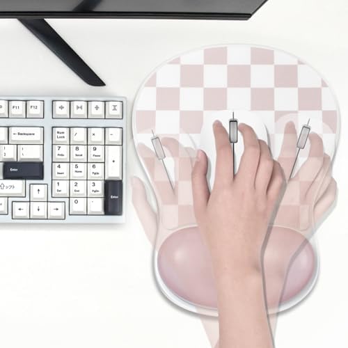 Checkered Mouse Pad with Gel Wrist Rest Support, Ergonomic Cooling Mousepad