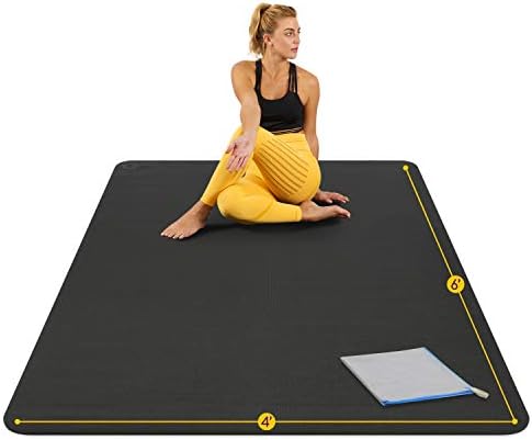 ActiveGear Large Yoga Mat, 6'x4'x8mm Extra Thick Non-Slip - Black
