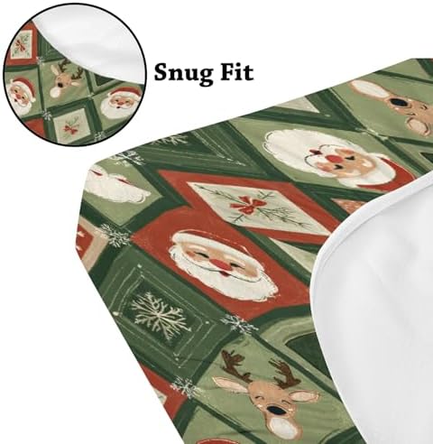 Christmas Theme Deer Snowflakes Winter Holiday Pattern Baby Changing Pad Cover, Unisex Christmas Nursery Diaper Changing Table Pad Mat Sheet for Boys Girls-16x32