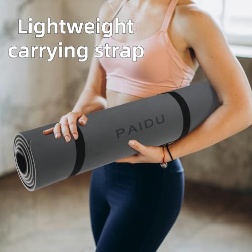 PAIDU POE Yoga Mat （10mm）Extra Thick Fitness Mat 72"x24" with Carry Strap