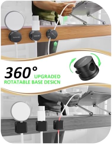 Cable Management Clips, 7-Pack Black Cord Organizers, Desktop Cable Holders Compatible with 0-8mm Wires