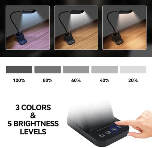 AXX LED Desk Lamp with USB Charging Port for College Dorm Room