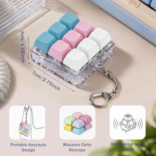 Keyboard Fidget Toy, Creamy Fidget Clicker Keyboard Fidget Keychain, Button Fidget Gifts for Adults, Boost Focus & Ease Anxiety Anywhere — Perfect Stress-Relief Gift (3×3 Grid Layout M)