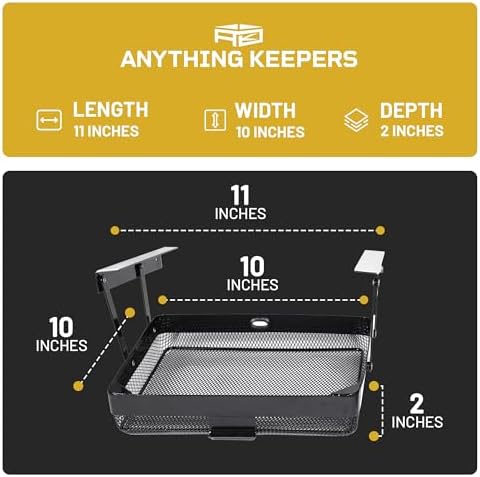 KEEPERS Anything Keeper — Compact 11x10in Under-Cabinet Slide-Out Drawer, Hidden Steel Organizer for K-Cups & Desk Items, RV & Small Kitchen — Black