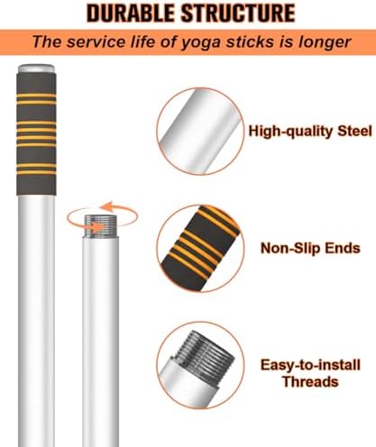 Queension 5ft Yoga Stick Adjustable Stretching Bar for Mobility & Balance