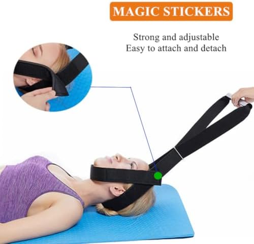 WEEOATAR Y Shape Neck Traction for Neck Pain, Neck Stretcher Strap for Pinched Nerves, Portable Neck Stretcher Easy to Use, Neck Decompression Device for Indoors or Outdoors (Black 3)