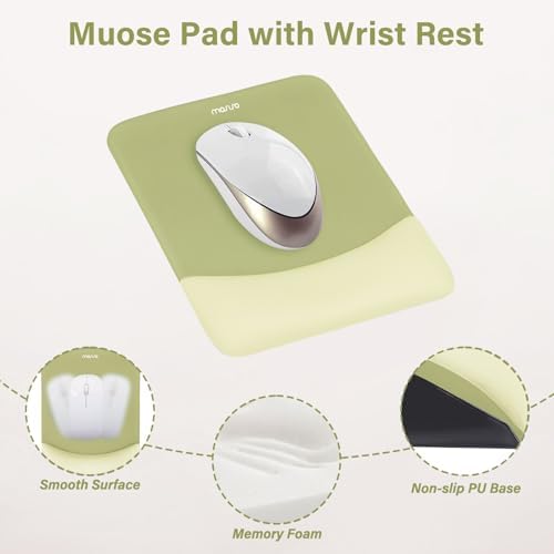 MOSISO Wrist Rest Support Mouse Pad & Keyboard Set, Olive Green