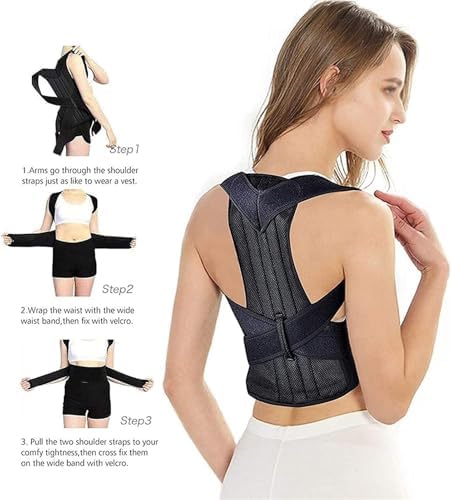 Adjustable Collarbone, Male And Female Full Back Support With Shoulder Strap, Adolescent Scoliosis Kyphosis Corrector(3X)