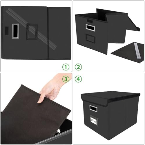 File Organizer Box with Lids, Collapsible File Folder Organizer
