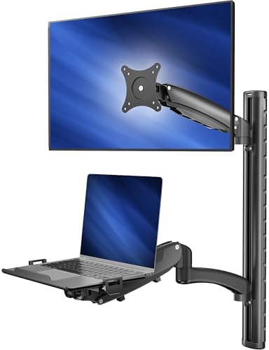 VIVO Black Monitor & Laptop Tray Wall Mount, STAND-SIT1L