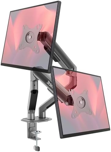 3IDEE FlexiLite Dual Monitor Arm Desk Mount for 17-32" Screens, Holds up to 20 lbs per Monitor, Slim Aluminium Design, Fully Adjustable, Quick Box to Desk Setup, Clamp/Grommet Base, VESA 75/100