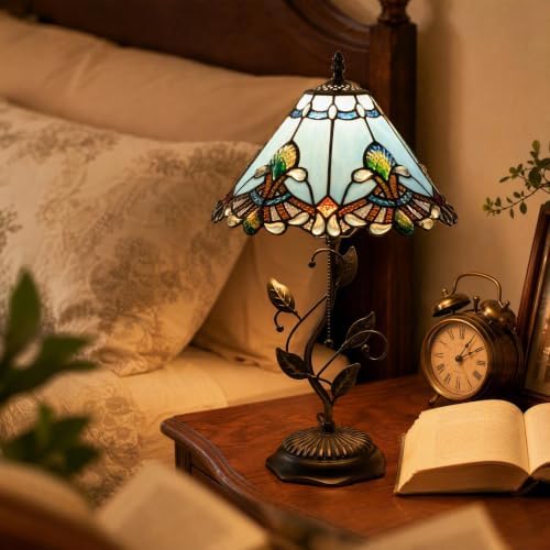 Tiffany Table Lamp Stained Glass Bedside Reading Light W12H19 inch