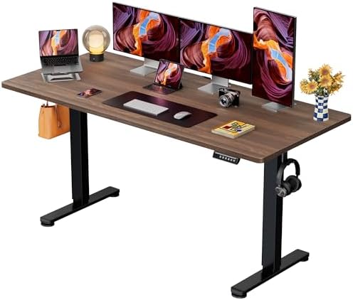 ErGear Height Adjustable Electric Standing Desk, 71 x 30 Inches Sit Stand up Desk, Memory Computer Home Office Desk, Dark Walnut