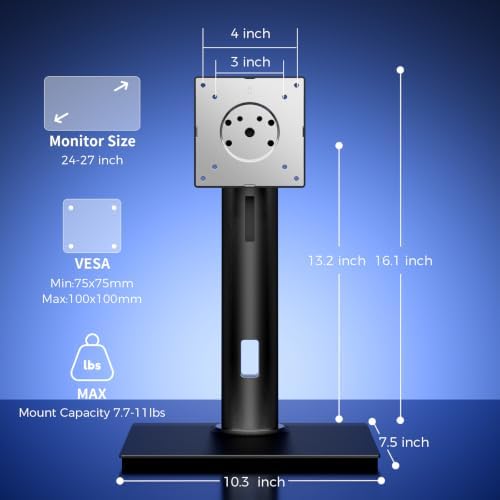 Single VESA Monitor Stand for Monitor Weight 7.7-11lb, 24-27″