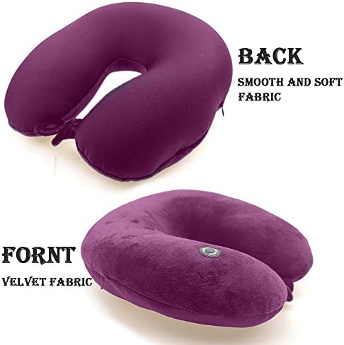 Hooshing Vibrating Neck Pillow Portable Travel Neck Pillow Massage, Fuchsia